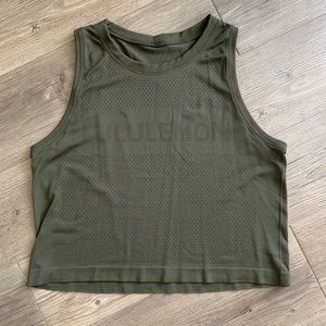 Olive cropped tank